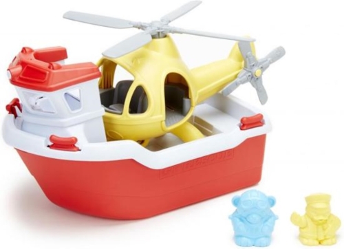 Green Toys bateau de sauvetage avec hélicoptère